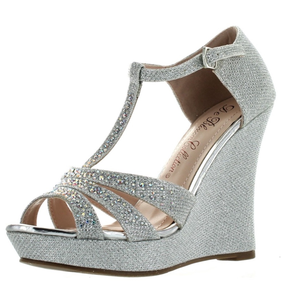 De Blossom Sparkly Platform Wedge Sandal Aalle-2 ✨